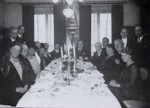 Arthur Conan Doyle at luncheon of the Stockholms Spiritualistiska Förening (Stockholm Spirituaslist Association) in Stockholm, Sweden (29 october 1929). Photo courtesy collection Ted Bergman.