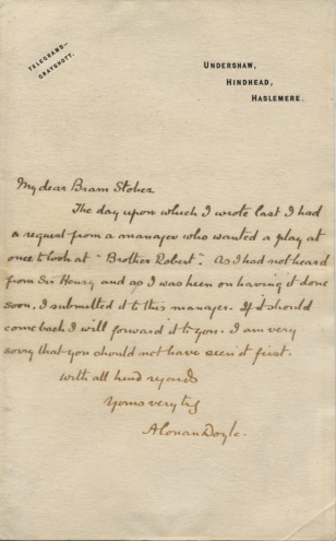 Letter from Arthur Conan Doyle to Bram Stoker (20 june 1898)