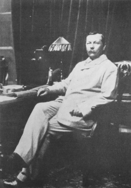 Arthur Conan Doyle in his study.