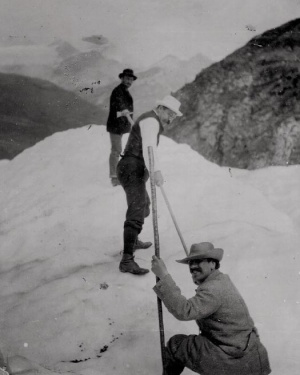 Arthur Conan Doyle in Switzerland, probably on the Findelen glacier (1893).