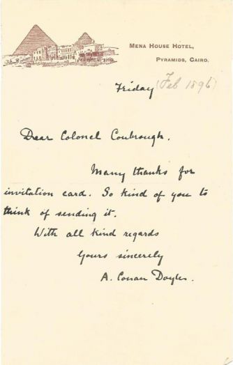 Letter to Colonel Conbrough (february 1896)
